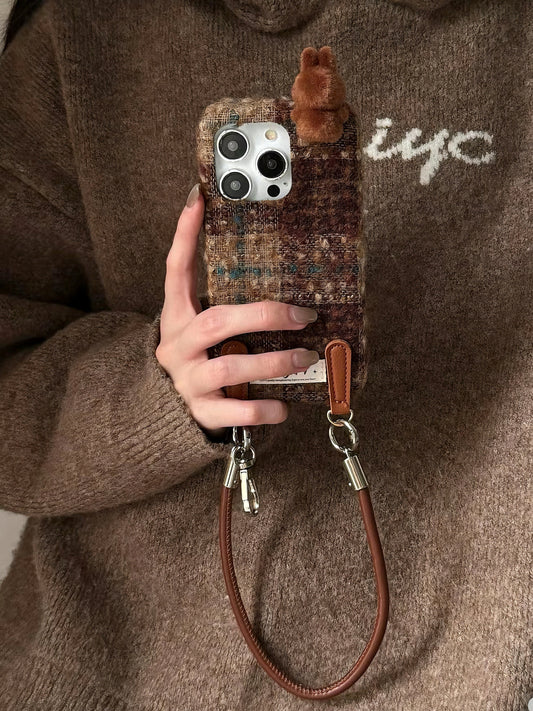 Labubu | Brown Plaid | Phone Case
