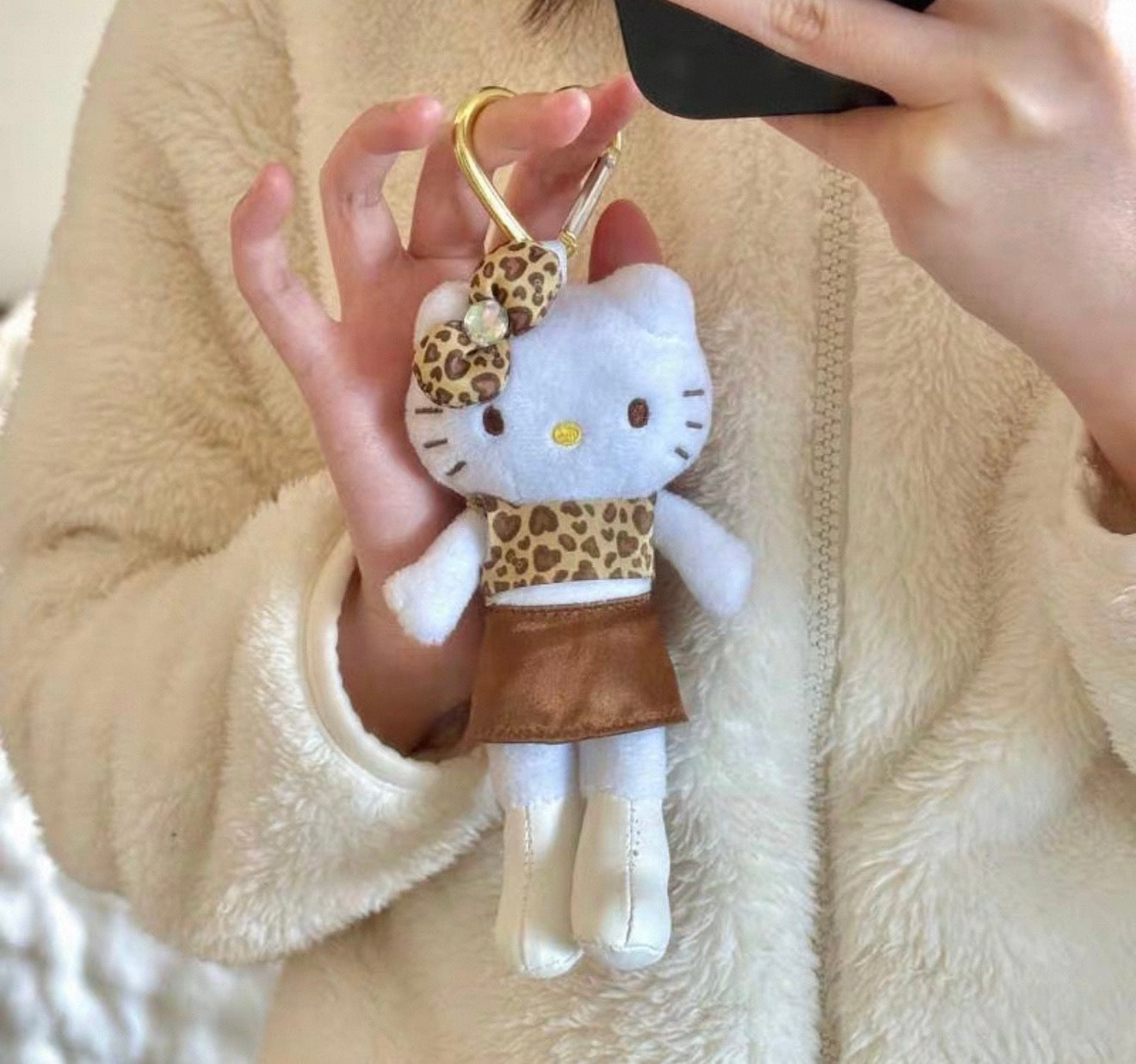 Japanese Long-Legged Black-Skinned Hello Kitty Cat Keychain KT Cat Mini Keychain(Authentic)